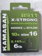 KAMASAN B911 X-STRONG BARBLESS SPADE END HOOKS TO NYLON SIZE 16